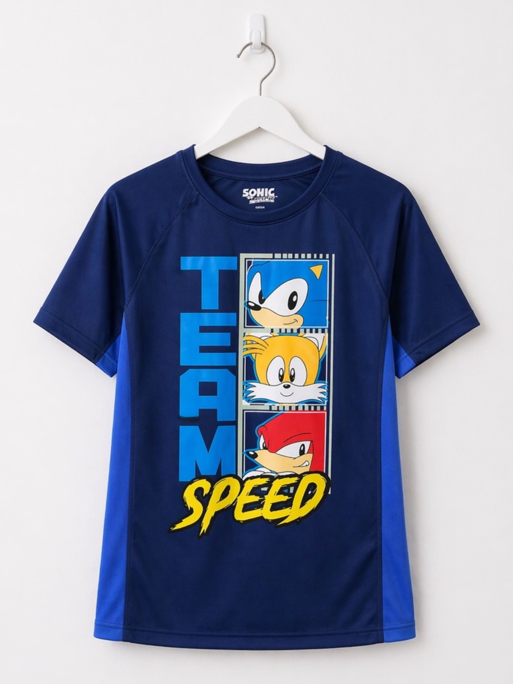 Sonic the Hedgehog Team Speed Graphic Tee Youth 14/16 Blue Tails Knuckles Shirt